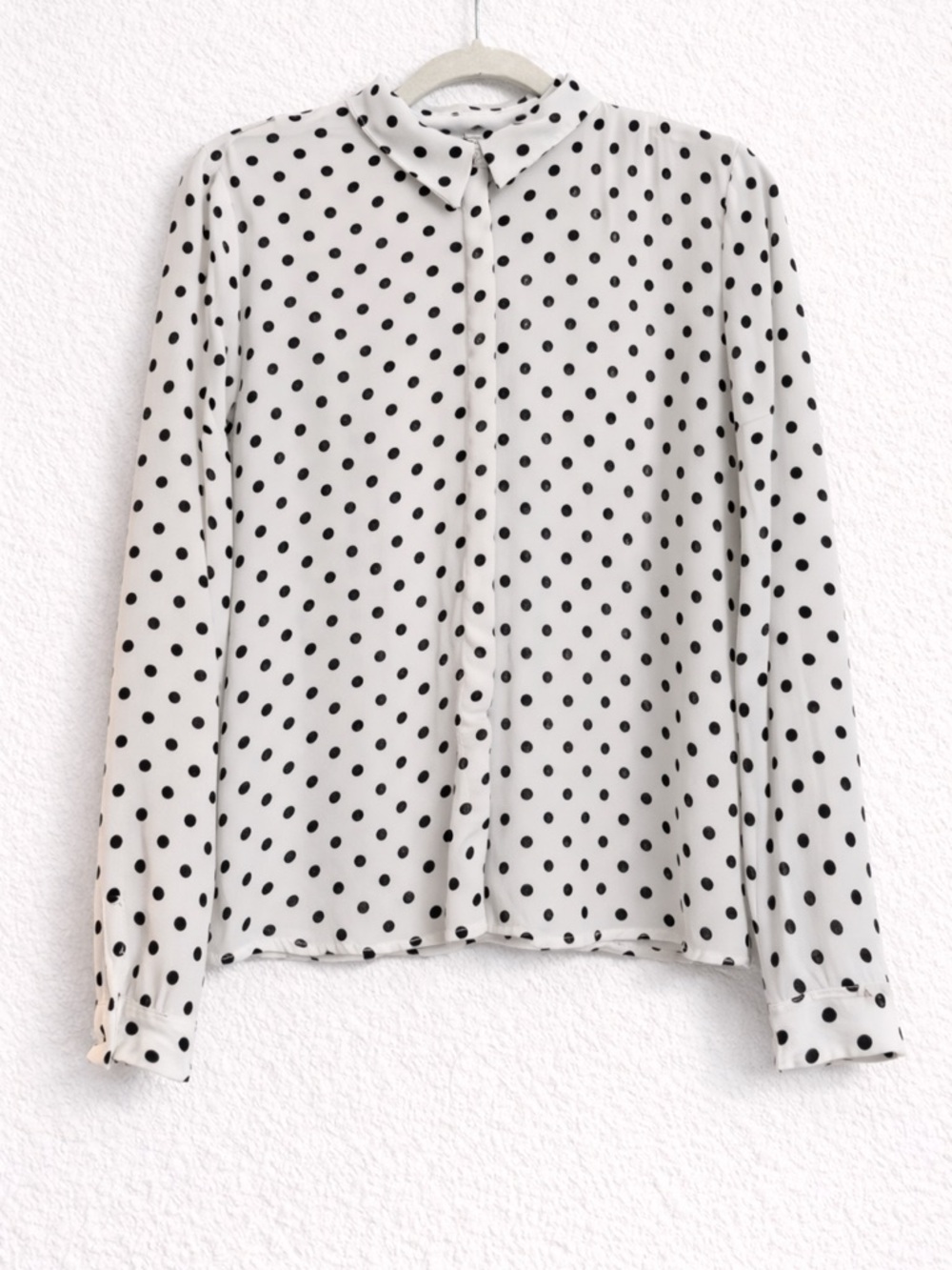 Forever 21 Black & White Polka Dot Button-Up Blouse – Size Small